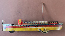 Antik Spielzeug Blech Schiff Dampfer defekt unvollständig Ersatzteilspender 27cm