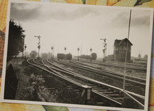 Foto Eisenbahn Waggon Schienen Stellwerk Dampflok Bahn Lok Güterbahnhof 1950 AD
