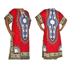 Afrikanisches Dashiki Damen Kleid Kaftan Gewand Rot Weiß XL/2XL Sommer Frühling 