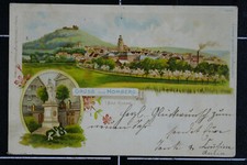 Litho Gruß aus Homberg Efze 1899 gelaufen Schwalm Eder Denkmal  Kassel