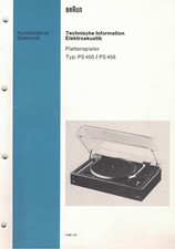 Service-Manual Schaltplan Braun Plattenspieler PS 450 / PS 458