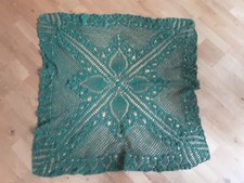 Häkeldecke , Tannengrün, 100 X 100cm, Nachlaß, Unbenutzt