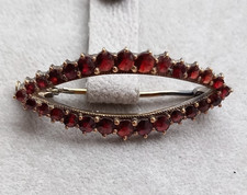 Antike zierliche Granat Brosche 900 Silber vergoldet 4cm