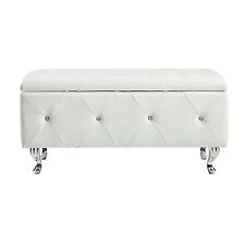 B-Ware Gepolsterte Sitzbank mit Truhe Maribella Weiß Ottomane mit Stauraum B/H/T