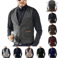 Herren Grau Westen Tweed Weste