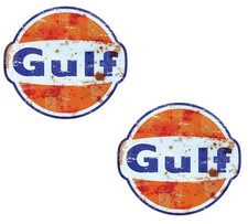 2x Vintage Gulf Aufkleber