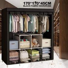 XL Groß Offener Kleiderschrank Schwerlast Metall Stoffschrank mit Schubladen