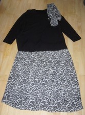 3 tlg Damen Kombination Gr. 48 Canda C&A Blazer Rock Tuch Kostüm schwarz Animal