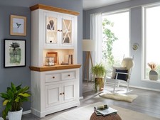 Buffet 2-trg. Vitrine Massivholz Kiefer massiv weiß /eichefarbig NEU OVP!!!