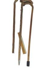 Spazierstöcke 3 Teile Holz Handarbeit, 1 Stock m. Wandermarken ca. 1950