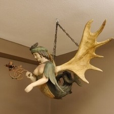 Lüster Lüsterweibchen Meerjungfrau Elch Schaufel Kerzenhalter Geweihlüster