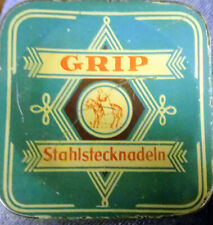 Schöne alte Blechdose, Grip Stahlstecknadeln, ohne Inhalt