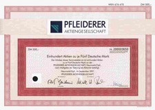 Pfleiderer AG 1997 Neumarkt Oberpfalz 500 DM Heilbronn Neckar Atlantik Luxemburg