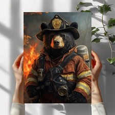 Schwarzbär als Feuerwehrmann