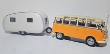Schuco H0 1:43Modellauto PKW VW BUS T1 SAMBA MIT WOHNANHÄNGER ORANGE/BEIGE/WEISS