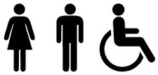 Aufkleber WC Piktogramme Symbole Mann Frau Rollstuhlfahrer Behinderten Toilette