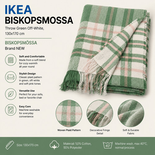 Ikea biskopsmossa überwurf - ikea,