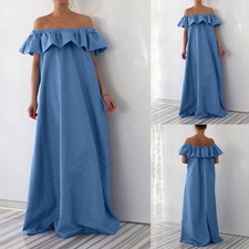 Damen denim optik maxikleid - denim-optik,