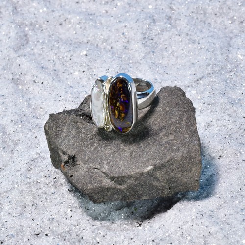Boulder opal ring - boulder, (23190)