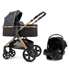 Pixini 3in1 Kinderwagen Set Arizona mit Babyschale (schwarz/gold)