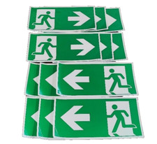 12x Notausgang Hinweisschild leuchtend - selbstklebend 30x15cm rechts & links