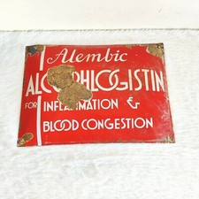 1930s Vintage Alembic Alcophlogistin Pharmaceutical Alt Emaille Schild Bord EB33