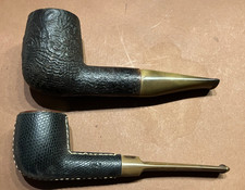 2x Alte Tabak Holz Pfeife 60-70erJ Sammlerstück  beraucht Leder Holz gemarkt