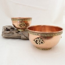Indien Kupfer Räucherschale Om in 2 Größen - Räuchergefäß für Kohle Räucherkegel