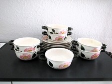 6 Suppentassen mit Tellern v