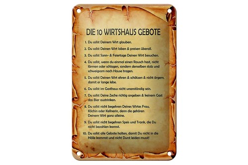 Blechschild spruch 12x18 - blechschild, cm