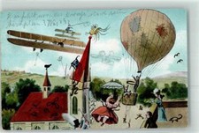 39439683 - Heissluftballon Humor Wetterhahn Sanke, Flugzeug 1910