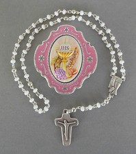 Rosenkranz weiße Perle + Schatulle Kelch Erstkommunion Verarbeitung RE 1572