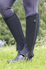 HKM Mini Chaps Wadenchaps schwarz Velourleder Gr. XS-28 Höhe 34,5cm Wade 31-38cm