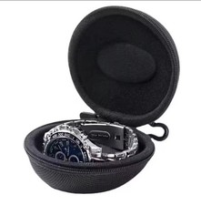 Uhrenetui Uhrenbox Reiseetui rund Uhrenbox 1 Uhr mit Reißverschluss schwarz