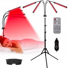 4 Köpfe Rotlichtlampe mit Ständer, 660nm & 850nm Infrarotlampe, 180LEDs Rotlicht