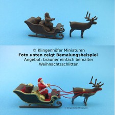 (1:220) Weihnachtsschlitten einfarbig braun- fertig für die Feinbemalung Spur Z
