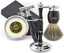 Rasierset für Herren, Rasierhobel, Rasierpinsel Set, Halter, Rasierschale, Seife