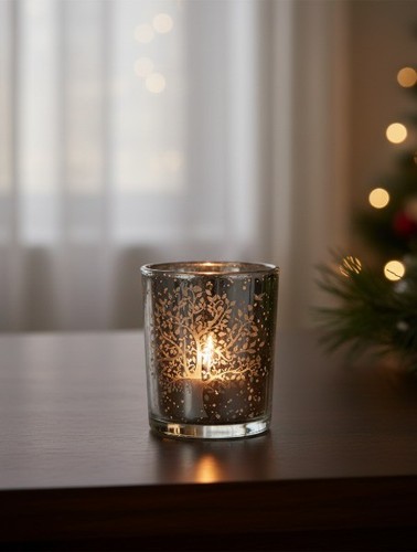 Teelichthalter/neu/Glas/silber