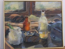 Gemälde Stillleben Tischlerei Werkstatt Lennart Holmbom Schweden 21. Jhd Öl/Lwd