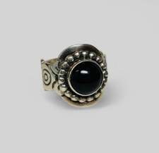 ATI Sterling 925 Silber schwarzer Onyx Kreis Ring Größe 10