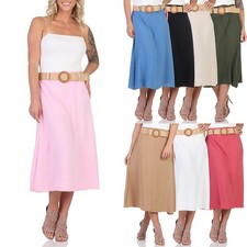 Damen Rock Sommer Leinen lang