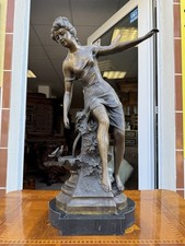 Jugendstil Bronze Figur A. Moreau  Bronze Skulptur mit Marmor Sockel um 1900