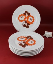 Schirnding Bavaria - 6 Stück Kuchenteller Ø 19,5 cm. Relief, Blumen Orange