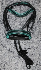 Strass MINISHETTY Trense Ledertrense farbige Unterlegung Gurtzügel Mini Shetty