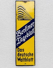 Emailschild Berliner Tageblatt Art Deco - 27x8cm - Original 20er Jahre