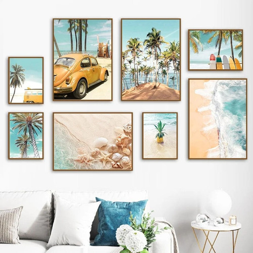 Poster palmen strand muscheln - poster,