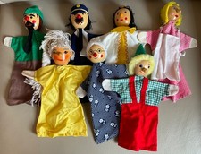 7 alte Handpuppen Kasperletheater Puppen Köpfe aus Holz