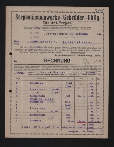 Zöblitz rechnung 1922 - rechnung,