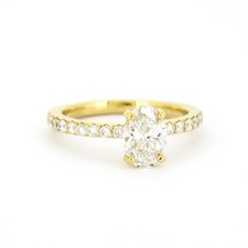 Solitär Ring 585 Gold 14 kt Gelbgold - IGI 1,01 ct oval Brillant VS2 