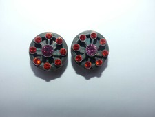 Konplott runde Ohrclips in ungewöhnlicher Farbkombination Rot-Rosa 